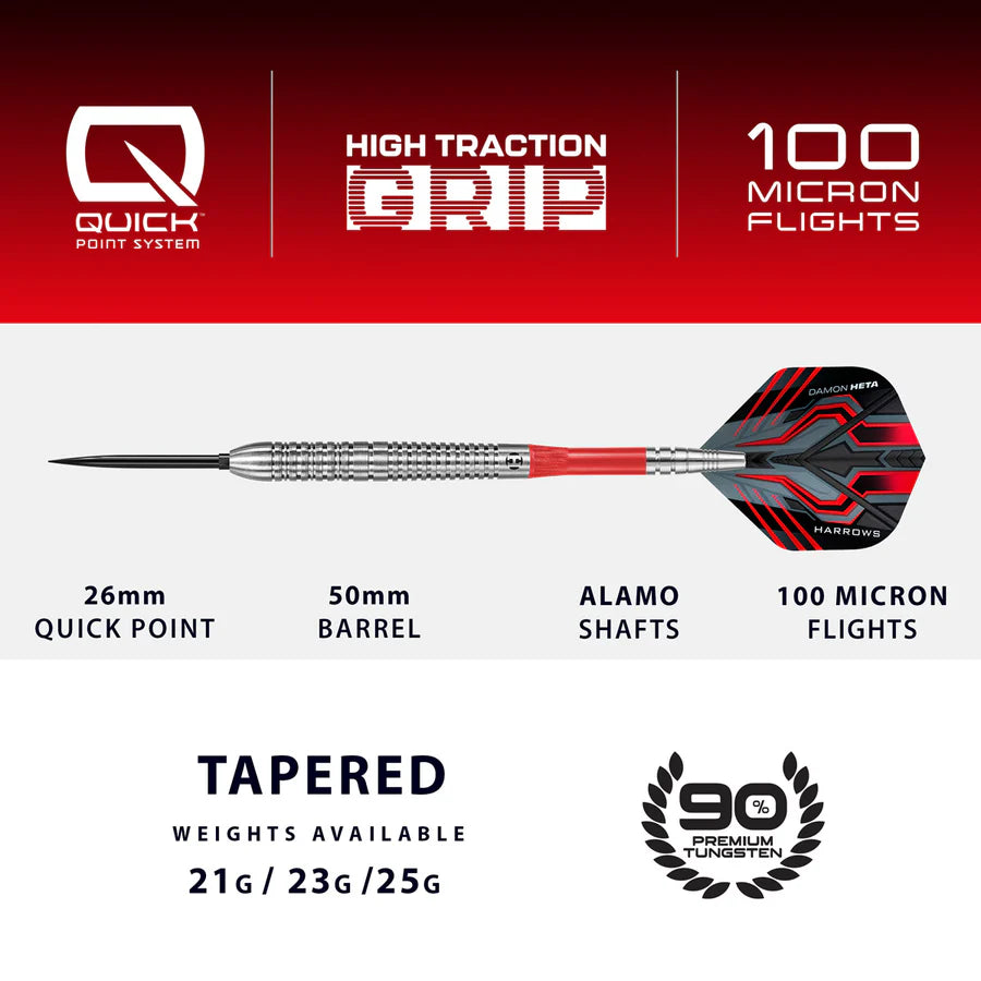 Harrows Damon Heta Series 1 Natural 90% Tungsten QP Steel Tip Darts