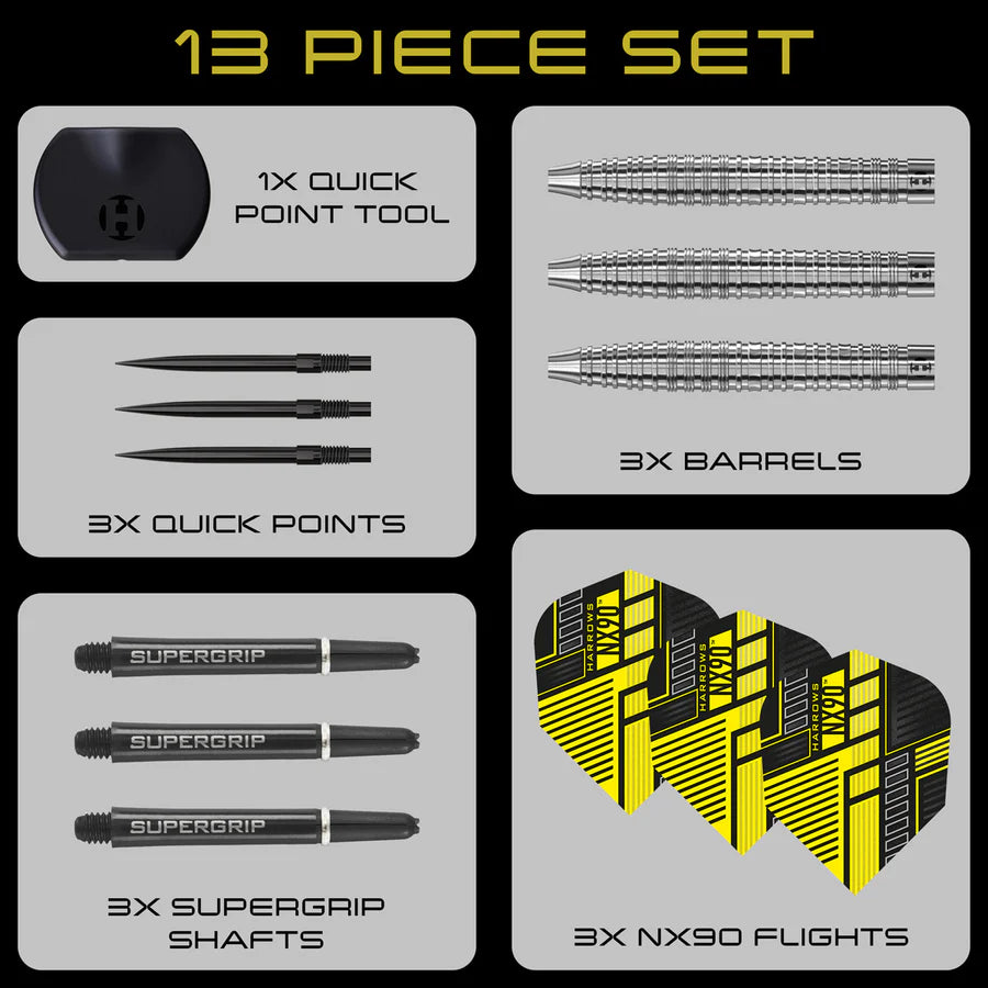 Harrows NX-90 Tapered 90% Tungsten QP Steel Tip Darts