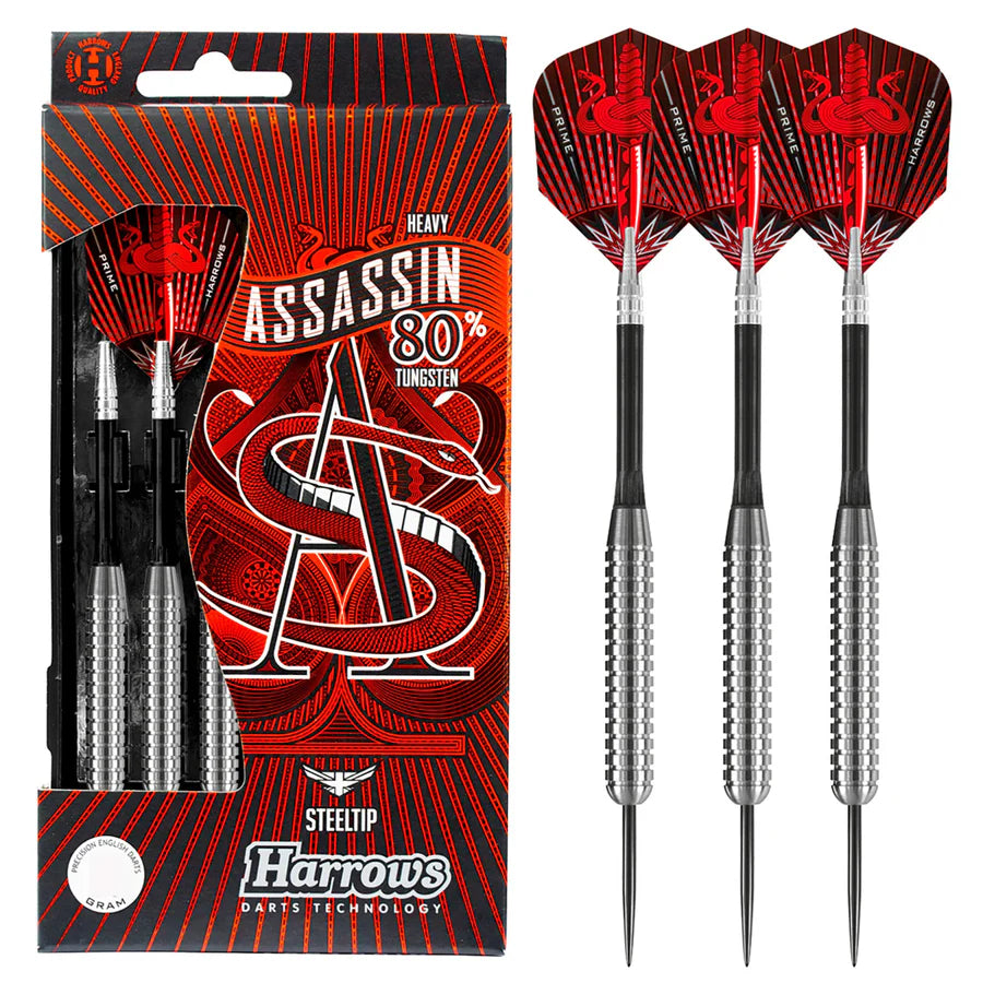Harrows Assassin 80% Tungsten Red Steel Tip Darts
