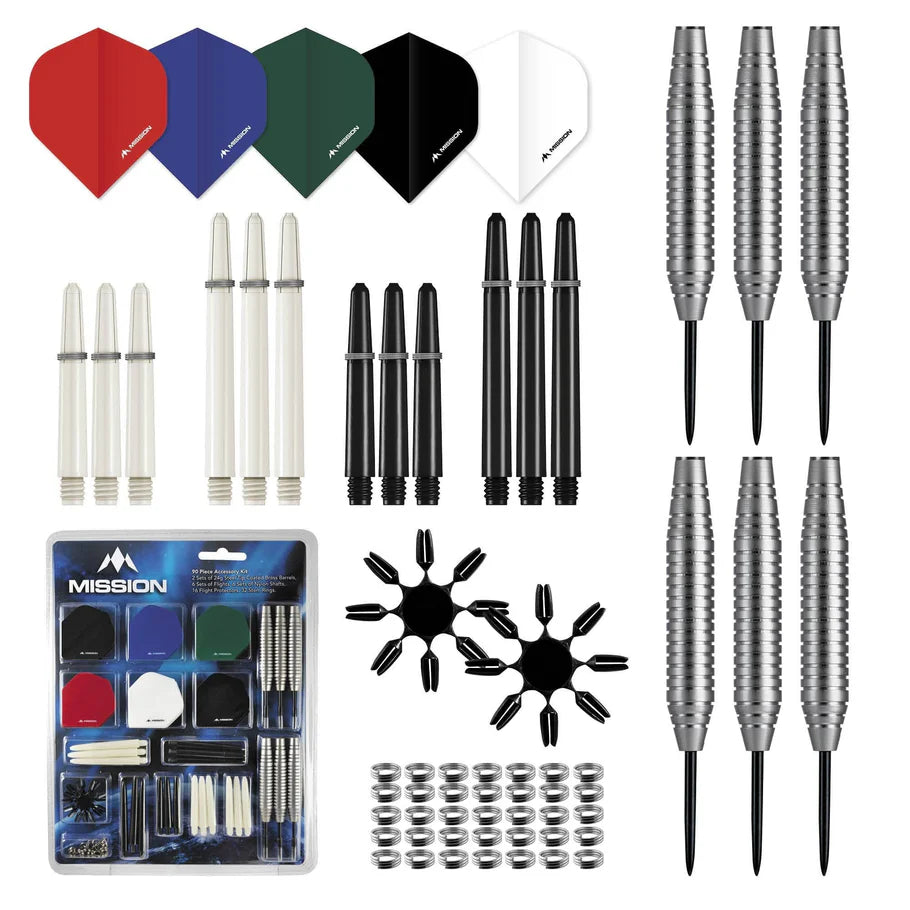 Mission Darts Accessory Kit 90 Piece - Flights, Shafts - Steel Tip