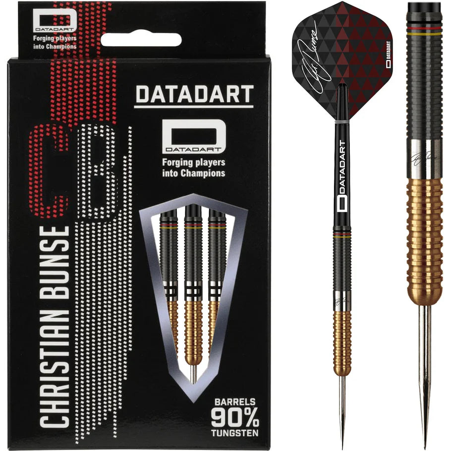 Datadart Christian Bunse Black & Gold 90% Tungsten Steel Tip Darts