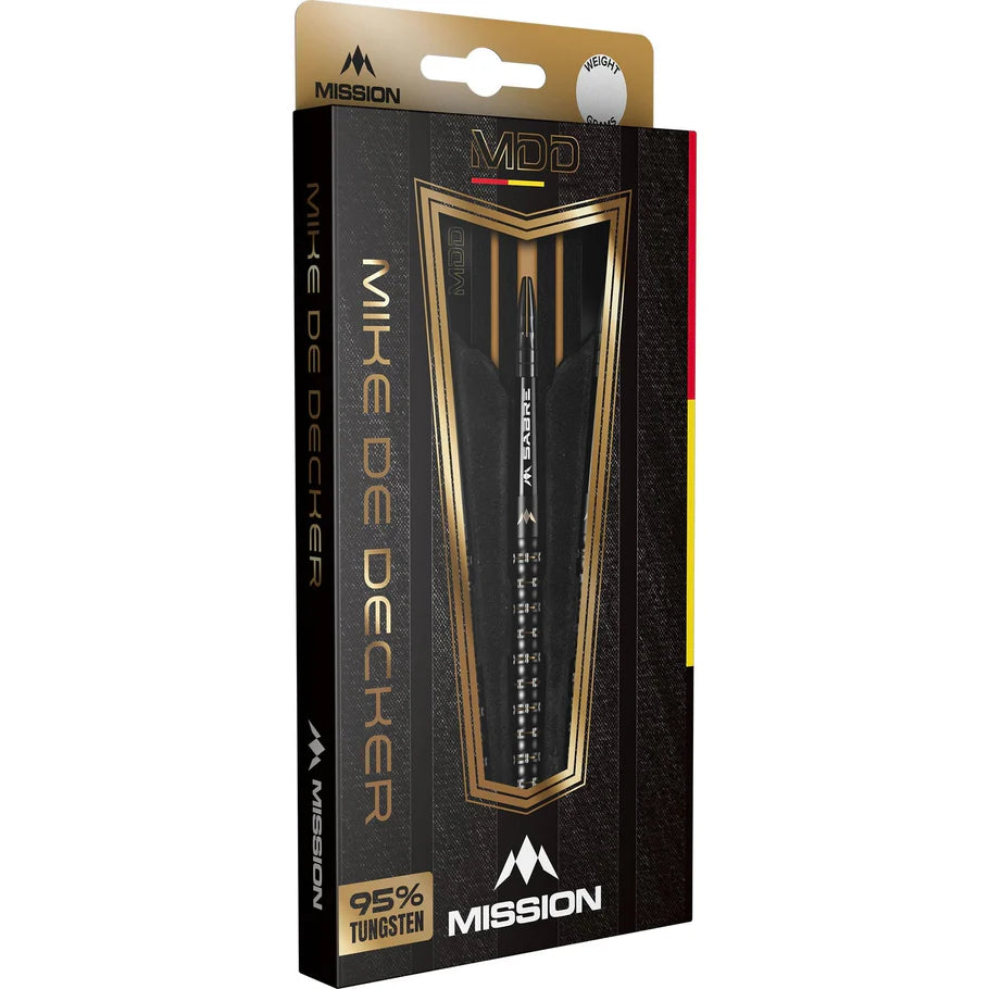 Mission Mike De Decker 95% Tungsten Steel Tip Darts Black & Gold PVD