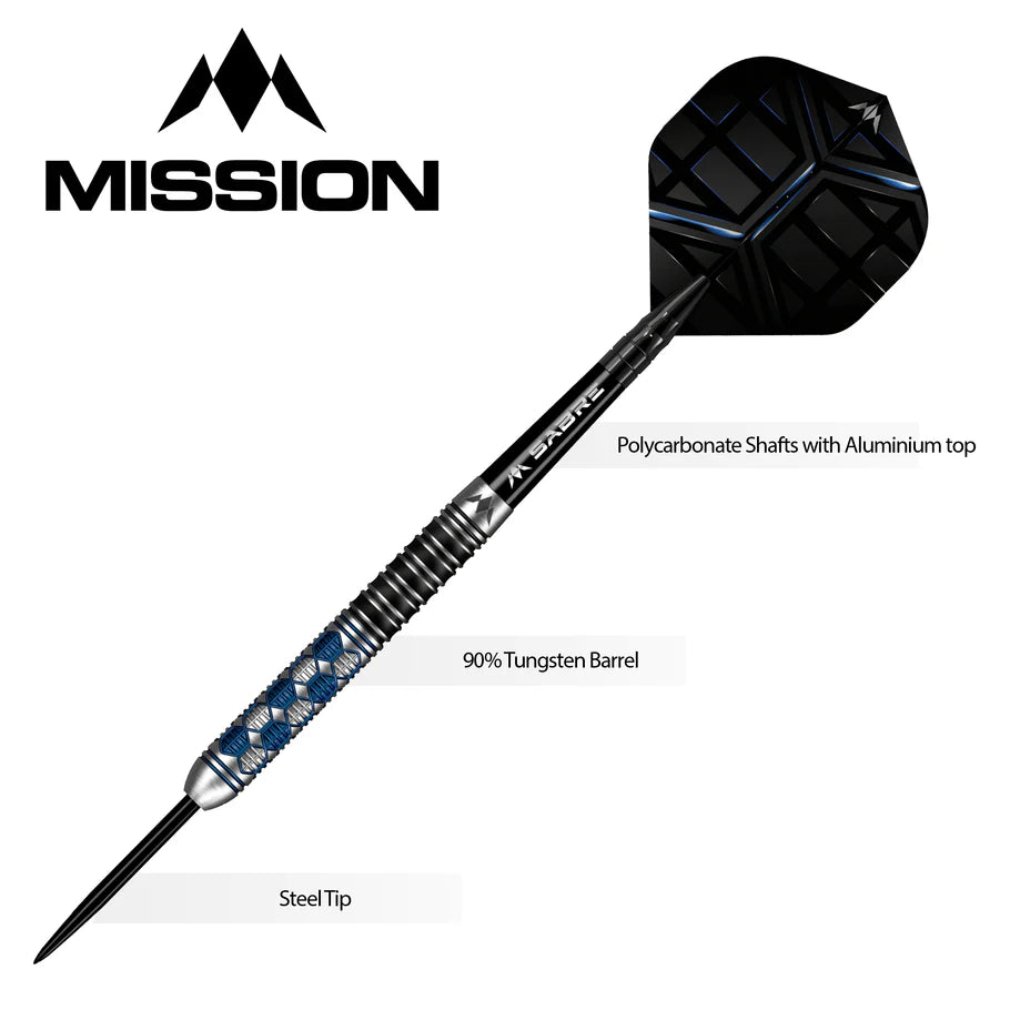 Mission Hexon 90% Tungsten Steel Tip Darts Blue PVD
