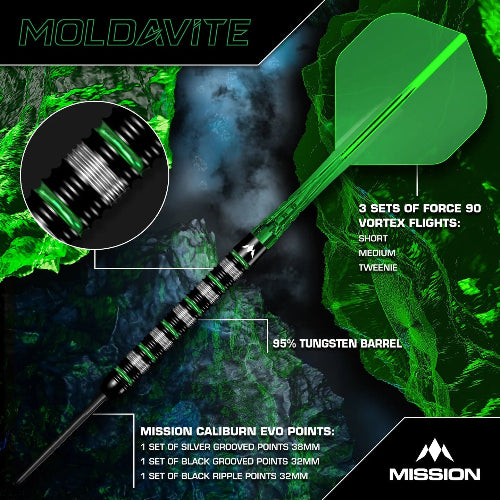 Mission Moldavite 95% Tungsten Steel Tip Darts