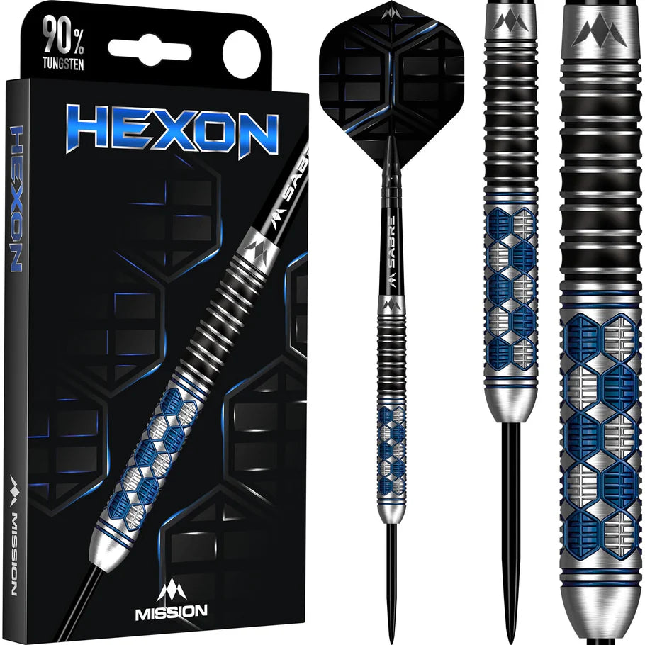 Mission Hexon 90% Tungsten Steel Tip Darts Blue PVD