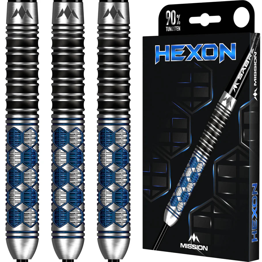 Mission Hexon 90% Tungsten Steel Tip Darts Blue PVD
