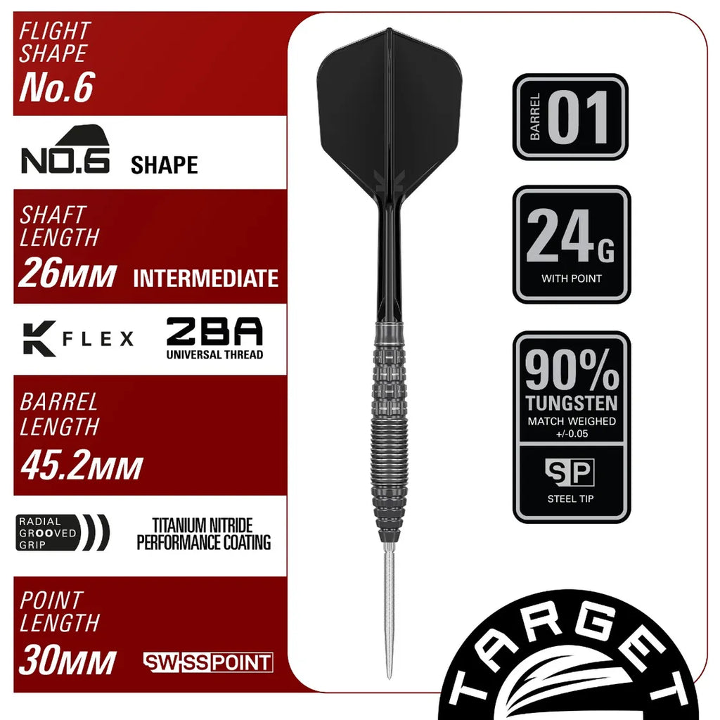 Target Japan Black Marque Phantom SP 90% Tungsten Steel Tip Darts