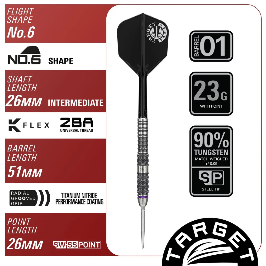Target Japan Prime Series Sirius G3 SP 90% Tungsten Steel Tip Darts