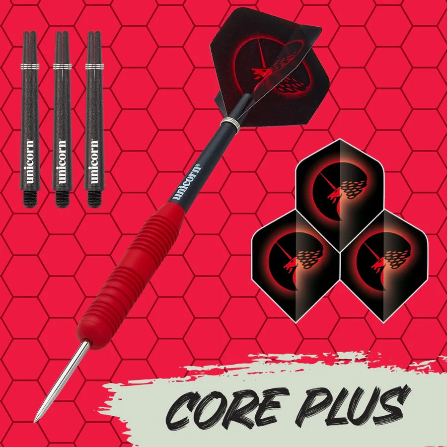 Unicorn Core Plus Red Rubberised Steel Tip Brass Darts