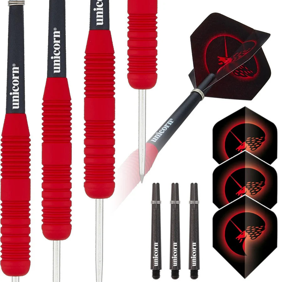 Unicorn Core Plus Red Rubberised Steel Tip Brass Darts