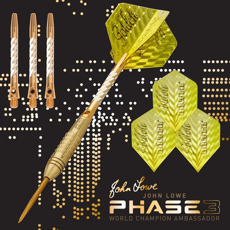 Unicorn John Lowe Phase 3 World Champion 90% Tungsten Steel Tip Darts