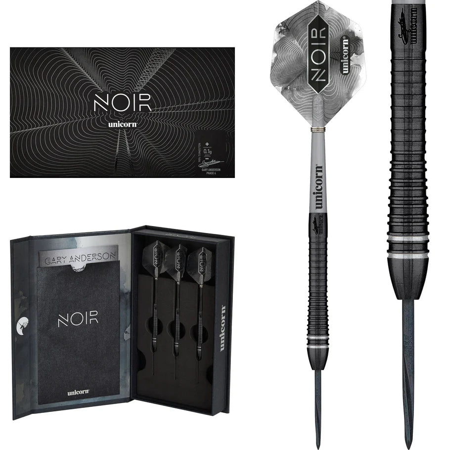 Unicorn Noir Phase 6 Gary Anderson 90% Tungsten Steel Tip Darts