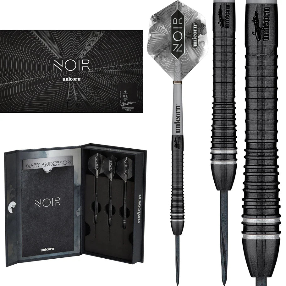 Unicorn Noir Phase 6 Gary Anderson 90% Tungsten Steel Tip Darts